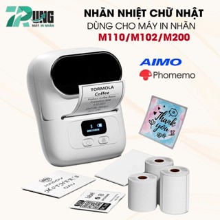  Nhãn In Hình Chữ Nhật Dùng Cho Máy In Nhiệt AIMO Phomemo M110 M200 M220 I Chính Hãng I Giấy In Nhiệt 