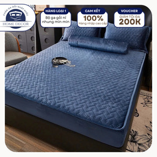  Bô ga gối nỉ nhung min min trần bông cao cấp ga trải giường nỉ nhung mềm mịn ấm áp không xù lông 