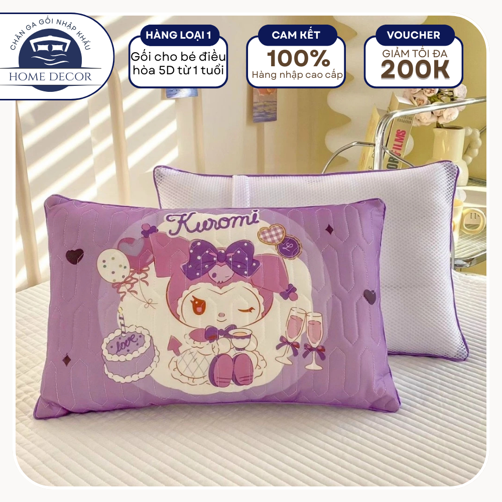 Gối cho bé điều hòa 5D từ 1 tuổi, vỏ gối có khóa kéo, gối cho trẻ đi học kích thước 30x50cm