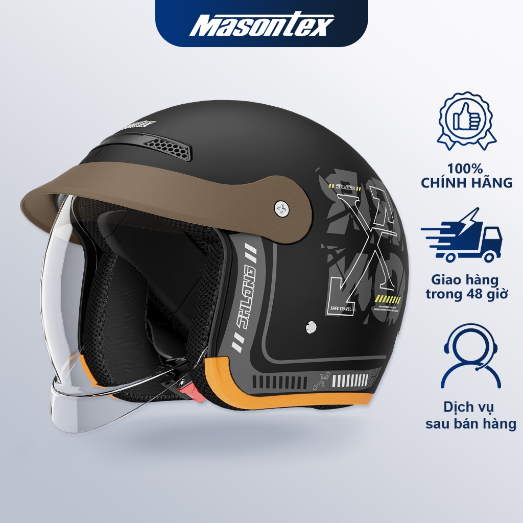 Nhà sản xuất】【Độc quyền】Masontex Mũ bảo hiểm 3/4 kèm mặt nạ, chính hãng, mũ bảo hiểm thời trang bán 