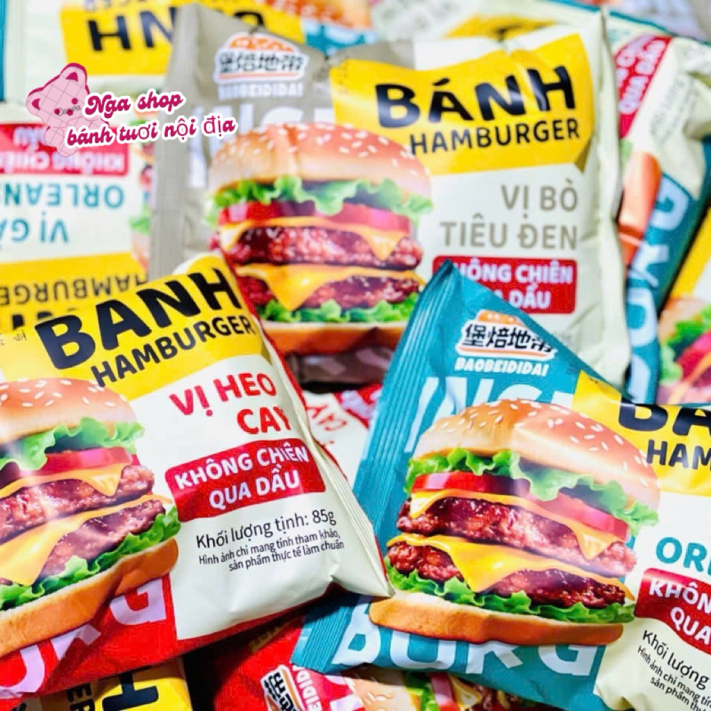 ComBo 6 Bánh Hamburger Ăn Liền BAOBEIDIDAI - Vị Gà Orleans, Vị Bò Tiêu Đen, Vị Heo Cay, Không Chiên 