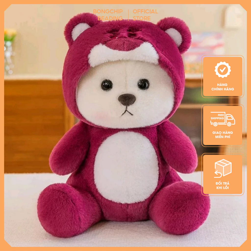 🔥Gấu bông Gấu Dâu - Gấu bông Lena đội mũ Lotso