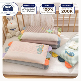 Gối cho bé đi học mềm mại êm ái, ruột gối bông gòn đàn hồi thoáng mát kích thước 30x50x6cm