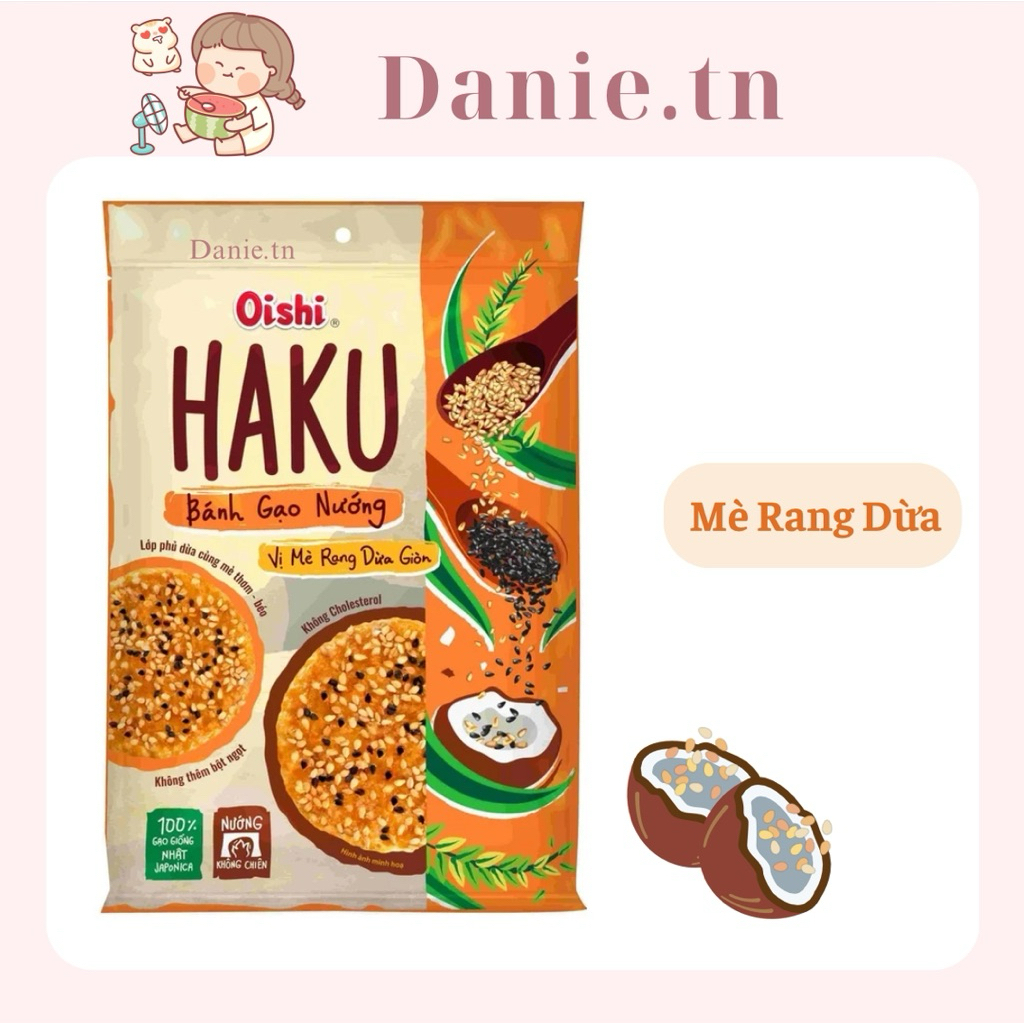 Bánh gạo Nướng Haku Oishi Vị Mè Rang Dừa Giòn 138gr