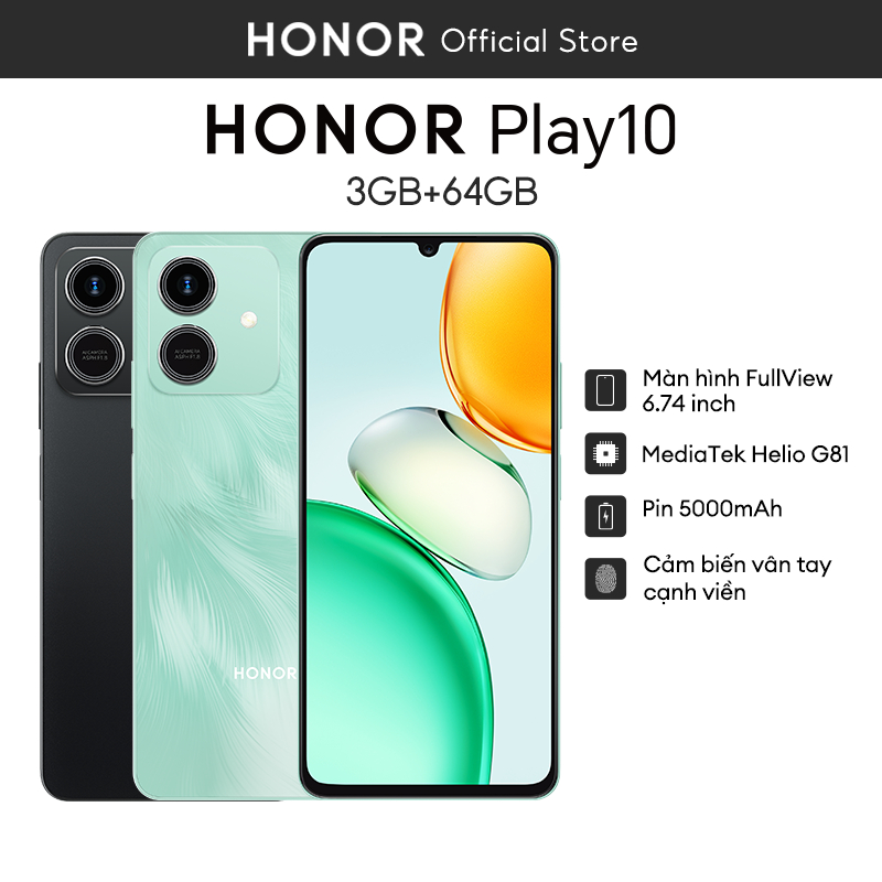Điện thoại Honor Play 10 4GB+128GB/3GB+64GB | Pin 5000mAh | Màn hình 6.74" | Bảo hành 18 Tháng | BigBuy360 - bigbuy360.vn
