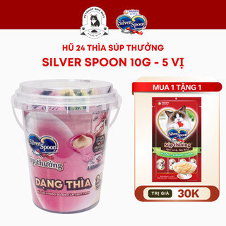 [HŨ 24 THÌA] Súp Thưởng Cho Mèo Silver Spoon Dạng Thìa Vị Cá Ngừ/Cá Ngừ Vằn/Thịt Gà/Hải Sản/Cá Hồi