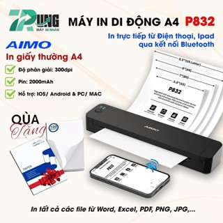 Máy In Di Động Tài Liệu P832 - In giấy A4 thường - In nhanh file từ iPhone iPad - Tặng 1 xấp giấy A4 