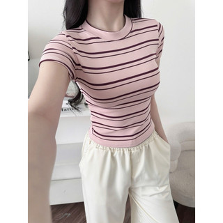 @𝐤𝐚𝐲𝐜𝐢.𝐬𝐭𝐮𝐝𝐢𝐨 Áo Thun Sọc Đôi Dáng Lửng Form Ôm Slimfit Daily Basic Style (A149)