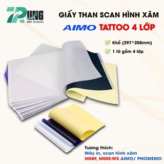  Xấp giấy than scan hình xăm  tattoo  TATOM08F chính hãng AIMO - giấy scan 4 lớp - Dùng cho máy in nhiệt M08F 