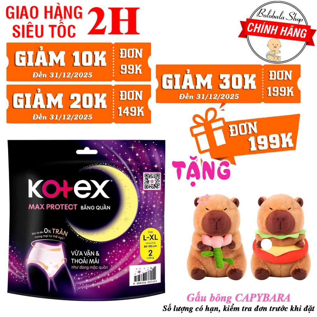 Băng Vệ Sinh Kotex Đêm Dạng Quần Size M-L2/ L-XL2 miếng Overnight Panties - Băng quần Kotex
