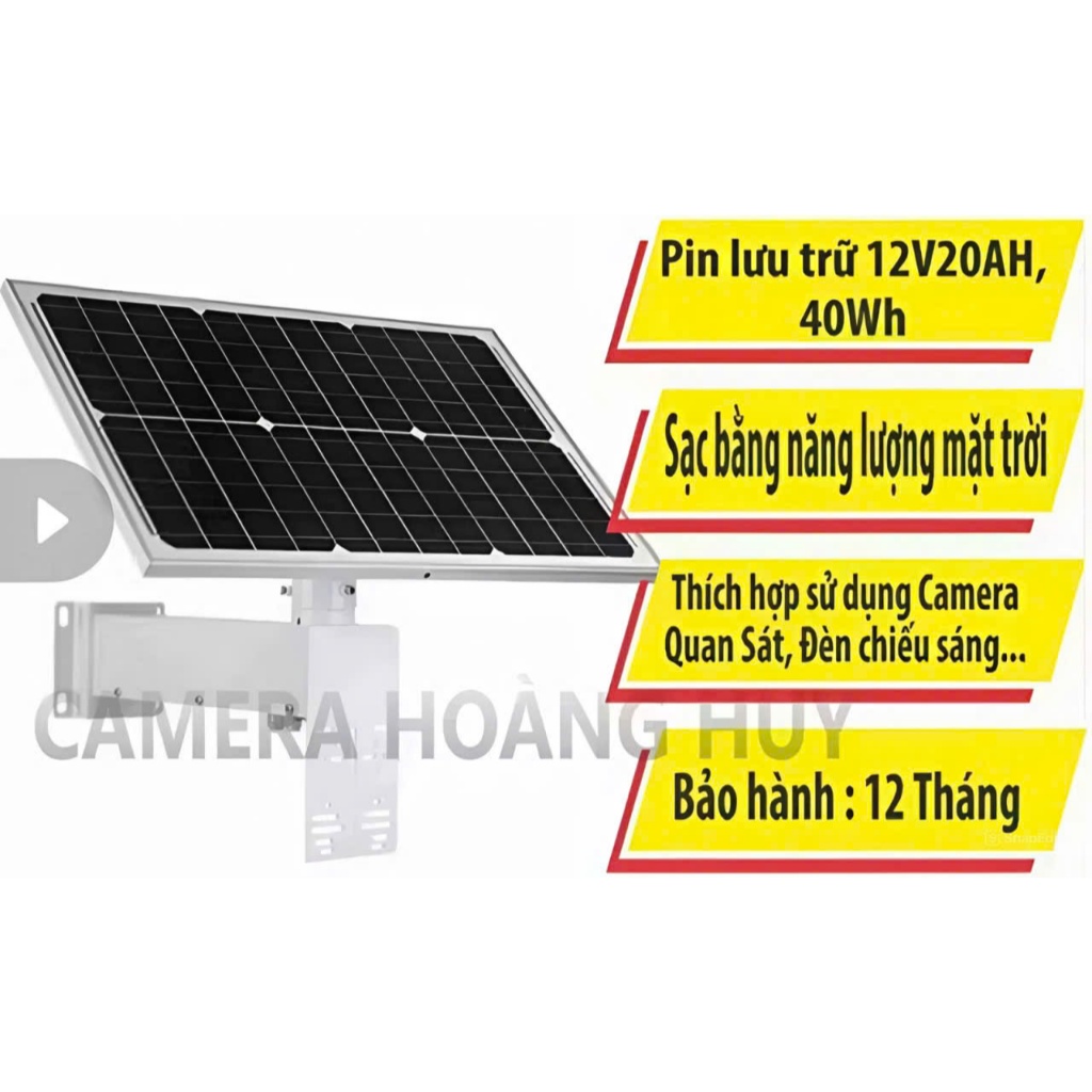 Bộ Pin Năng Lượng Mặt Trời 40W-20AH, 40AH nguồn 12V cho camera, đèn năng lượng