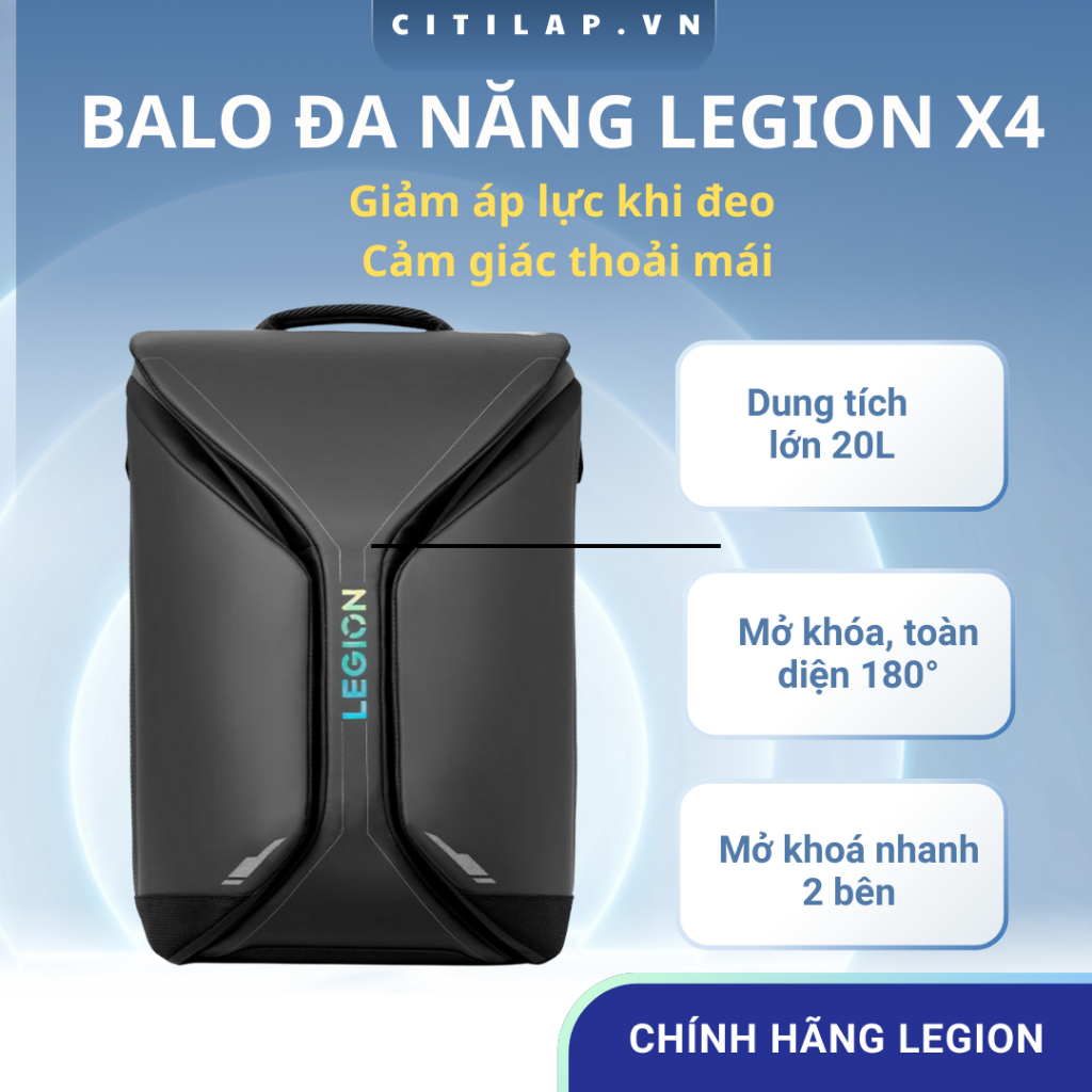 Balo Lenovo Legion X4 - Balo Gaming Cao Cấp - Dùng Cho Laptop 16''