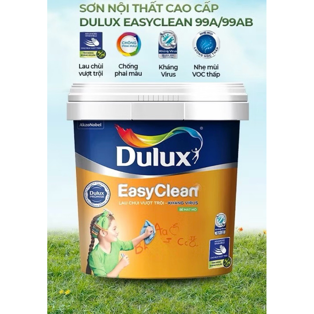 (1 LÍT) Sơn tường trong nhà Dulux Easyclean lau chùi vượt trội kháng virus (Sơn nội thất)
