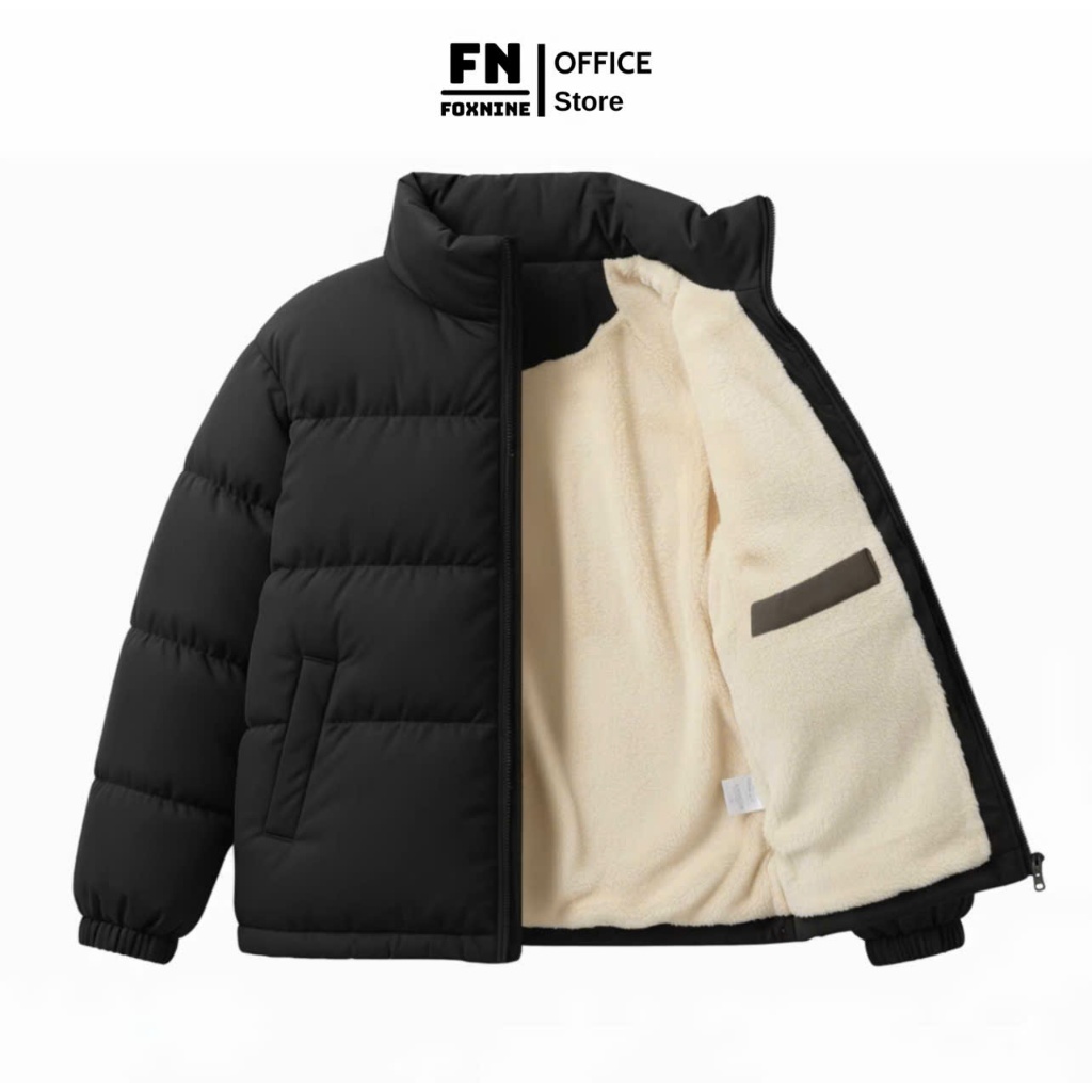 Áo Khoác Phao Nam Nữ Lót Lông Cừu Siêu Ấm Áo Phao Unisex Dáng Dài Suông Form Rộng 3 Màu Đen, Nâu, Trắng Kem | BigBuy360 - bigbuy360.vn