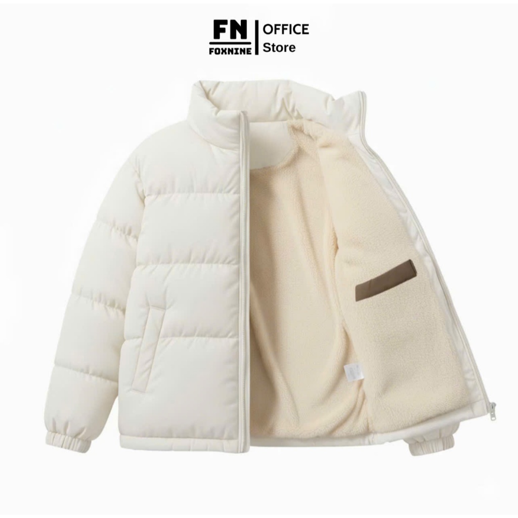 Áo Khoác Phao Nam Nữ Lót Lông Cừu Siêu Ấm Áo Phao Unisex Dáng Dài Suông Form Rộng 3 Màu Đen, Nâu, Trắng Kem | BigBuy360 - bigbuy360.vn