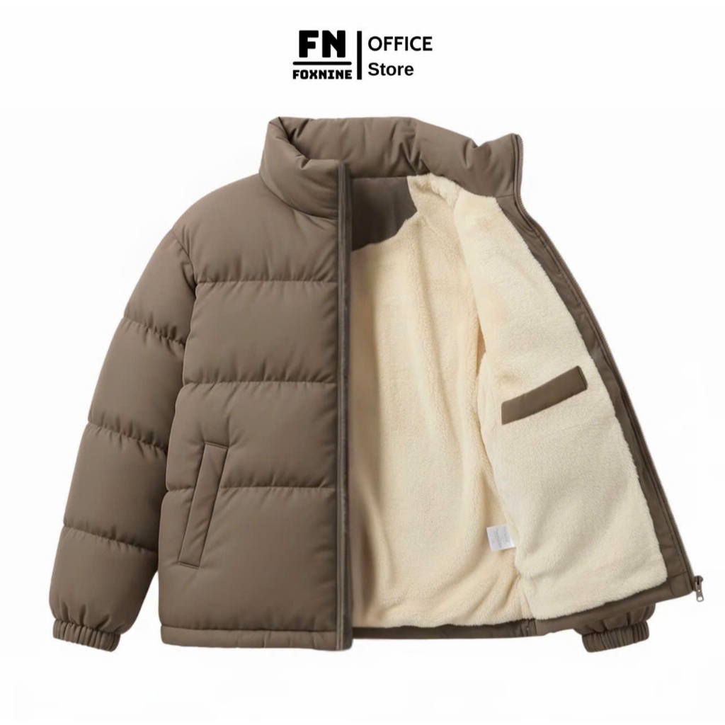 Áo Khoác Phao Nam Nữ Lót Lông Cừu Siêu Ấm Áo Phao Unisex Dáng Dài Suông Form Rộng 3 Màu Đen, Nâu, Trắng Kem | BigBuy360 - bigbuy360.vn