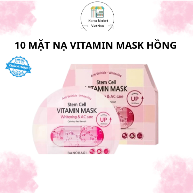 Hộp 10 Mặt Nạ BANOBAGI Stem Cell Vitamin Mask 30ml x10 – Dưỡng Sáng Da, Hỗ Trợ Chăm Sóc Da Mụn CARO 