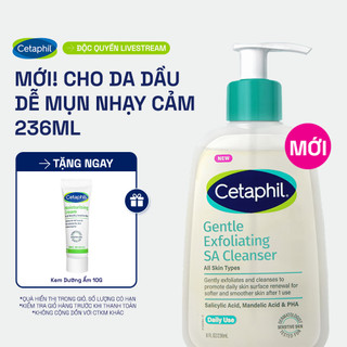   HANNAH x CETAPHIL  Gel rửa mặt làm sạch dầu nhờn ngăn mụn cho da dầu nhạy cảm GENTLE EXFOLIATING SA CLEANSER 236ml 