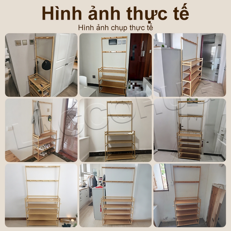 Kệ giày Kệ giày đa năng kệ để giày dép tre nhiều tầng kèm khung treo quần áo & nón hai màu tùy chọn | BigBuy360 - bigbuy360.vn