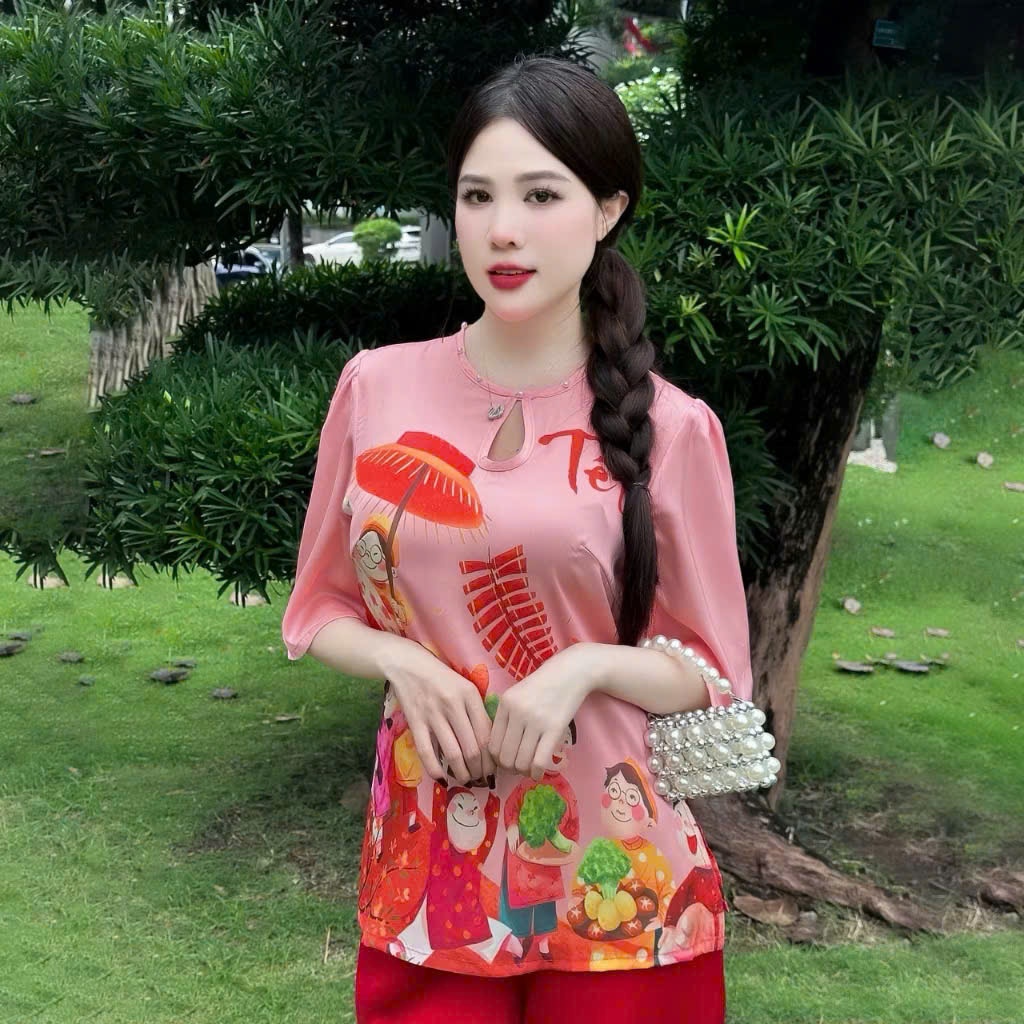 Set Đồ Lam Nữ Z3 Kim Thanh - Áo Bà Ba Lụa Latin Concept Tết Sang Trọng Đi Chùa Size 40-72kg | BigBuy360 - bigbuy360.vn