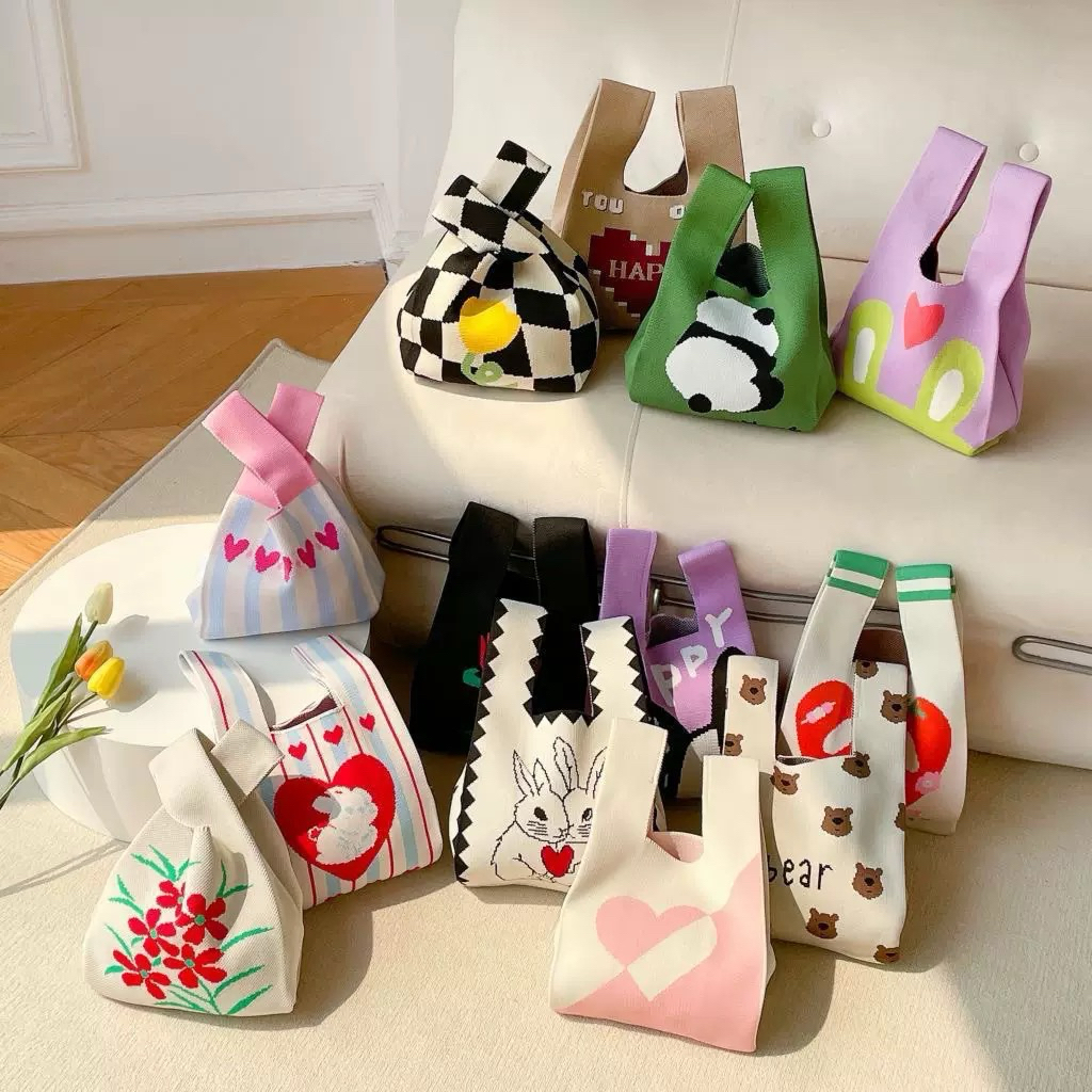 Túi vuông dệt kim cầm tay phong cách Hàn Quốc - Túi xách mini nữ bé gái