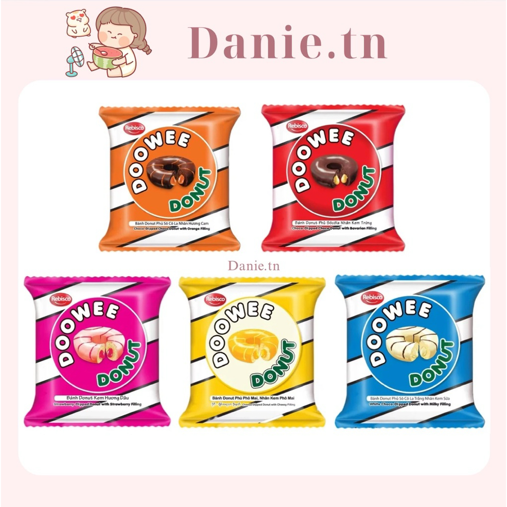 Combo 6 Gói Bánh Doowee Donut Phủ Socola Nhân Kem