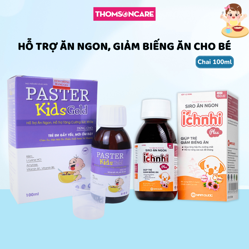 Siro ăn ngon Ích Nhi, Paster Kids Gold cho bé chán ăn, biếng ăn, sức đề kháng kém