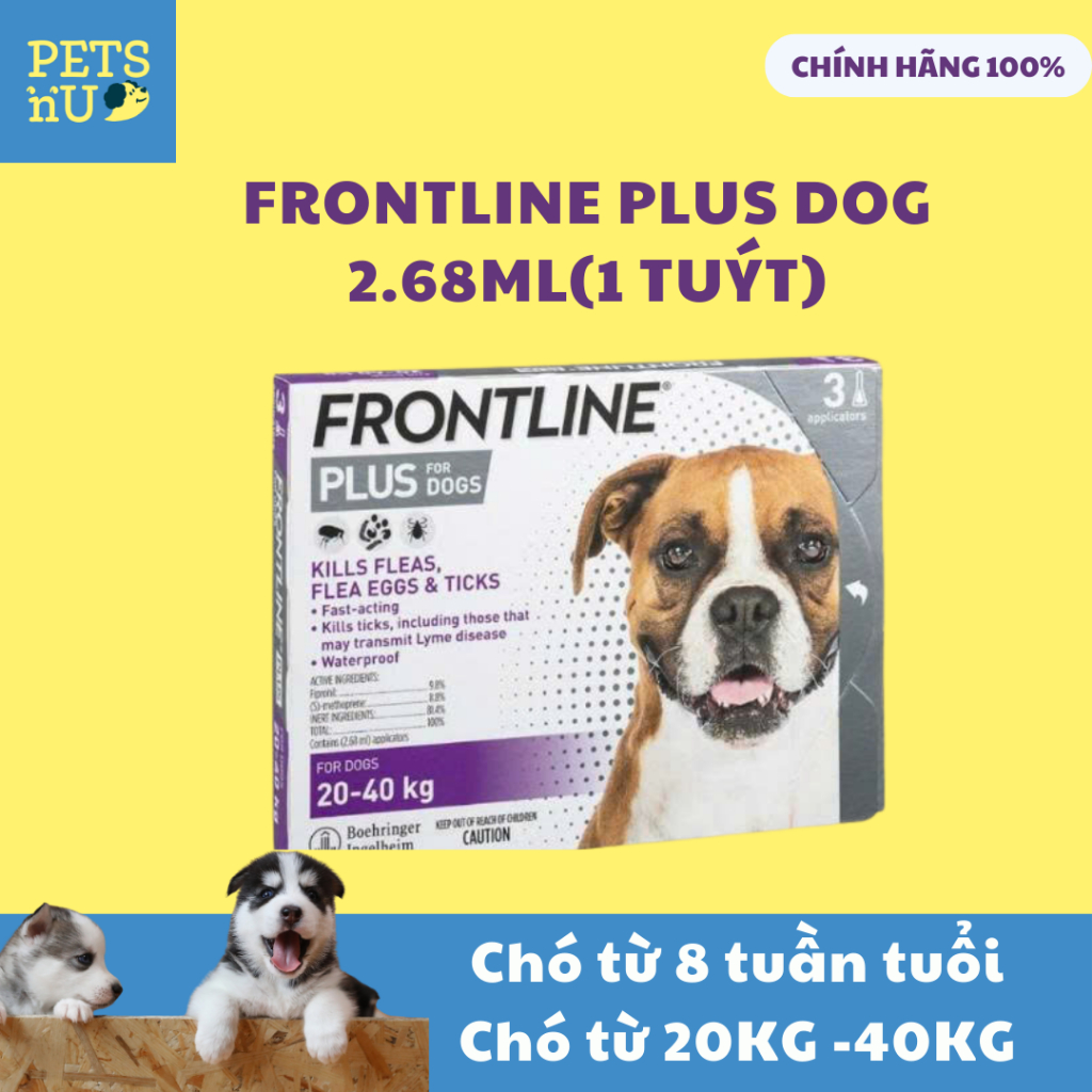 [CHÍNH HÃNG] - FRONTLINE PLUS DOG 2.78ML -  Nhỏ gáy trị ve FrontLine Plus 2.68ml cho chó 20 - 40kg