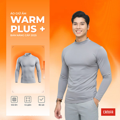 Áo body nam cổ lửng CANIFA dáng rộng chất liệu mềm mịn giữ ấm tốt WARM PLUS 8IT25W010