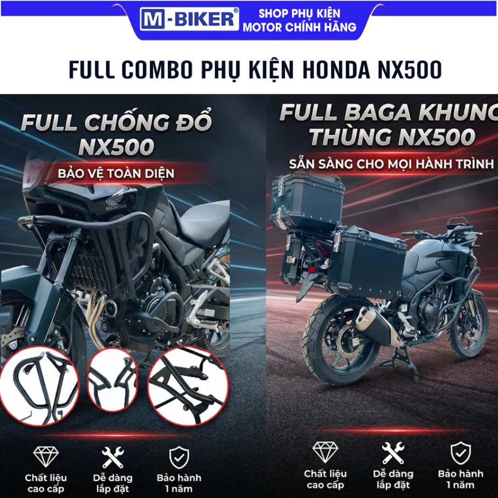 Combo Phụ Kiện NX500 Full Baga NX500, Khung Thùng, Chống Đổ, Bảo Vệ Gầm NX500
