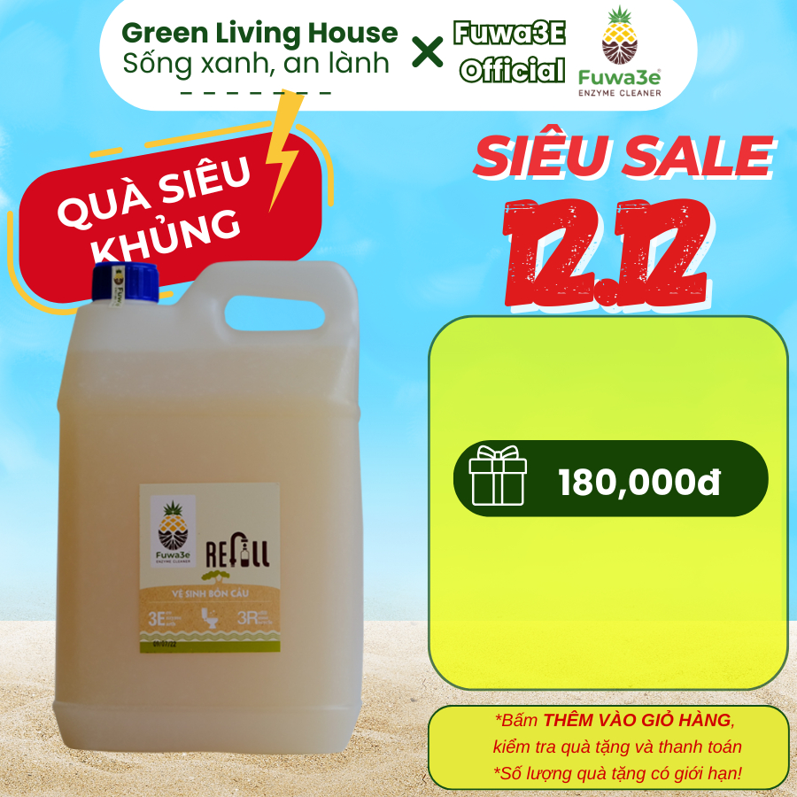 Refill Fuwa3e Tẩy bồn cầu sinh học Enzyme dứa can 10L - Siêu tiết kiệm