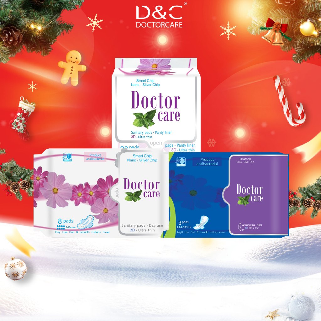 Combo băng vệ sinh Doctor Care toàn diện gồm 2 ban ngày,1 ban đêm,1 hàng ngày tự tin ngày dâu Doctor