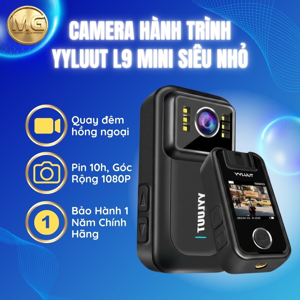 Camera Hành Trình YYLUUT L9 Mini Siêu Nhỏ – Quay Đêm Hồng Ngoại, Pin 10h, Góc Rộng 1080P – Bảo Hành 
