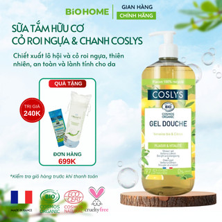  Sữa tắm hữu cơ Coslys dạng gel cỏ roi ngựa và chanh 1L – Làm sạch dịu nhẹ dưỡng da mềm mịn chứng nhận Cosmos Organic 