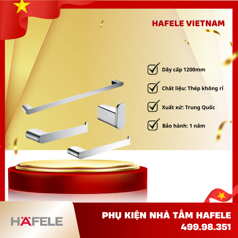 Bộ Phụ Kiện Phòng Tắm Chiba Hafele 499.98.351 - Màu Chrome - Chất Liệu Thép Không Gỉ - FEM