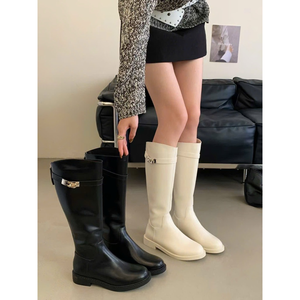 HÀNG CÓ SẴN 🎀Ballet Belle🎀 Bốt Đùi Nữ Mijili Mũi Tròn Có Khoá Kéo Da Mềm - BOOT MJL - Gót 3cm C857-12