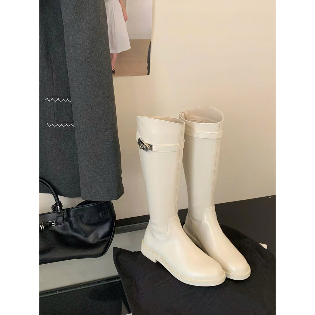 HÀNG CÓ SẴN 🎀Ballet Belle🎀 Bốt Đùi Nữ Mijili Mũi Tròn Có Khoá Kéo Da Mềm - BOOT MJL - Gót 3cm C857-12 | BigBuy360 - bigbuy360.vn