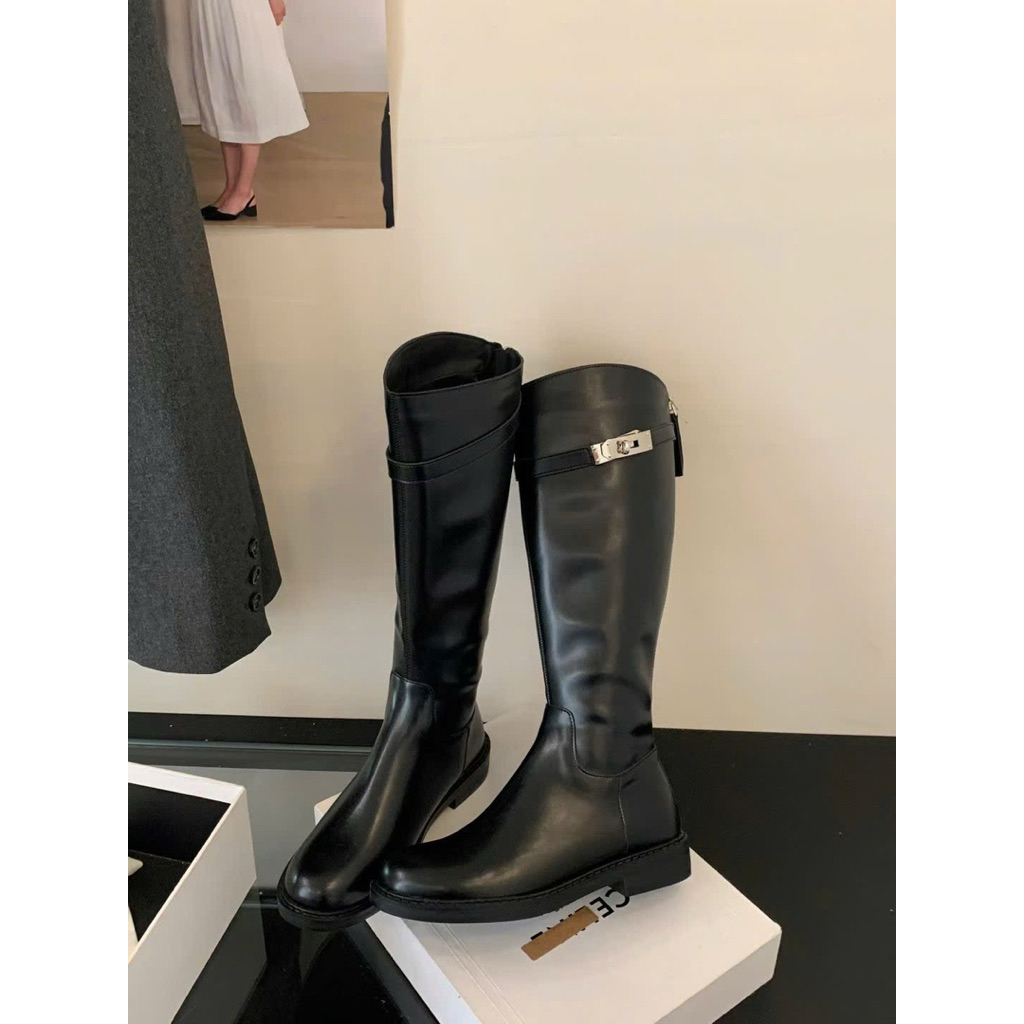 HÀNG CÓ SẴN 🎀Ballet Belle🎀 Bốt Đùi Nữ Mijili Mũi Tròn Có Khoá Kéo Da Mềm - BOOT MJL - Gót 3cm C857-12 | BigBuy360 - bigbuy360.vn