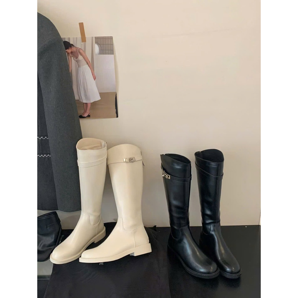 HÀNG CÓ SẴN 🎀Ballet Belle🎀 Bốt Đùi Nữ Mijili Mũi Tròn Có Khoá Kéo Da Mềm - BOOT MJL - Gót 3cm C857-12 | BigBuy360 - bigbuy360.vn