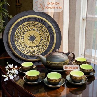  Ấm Chén Pha Chè Gốm Tử Sa CHIM HẠC Ấm chén Gốm Sứ Bát Tràng Ấm chén uống trà Ấm chén tử sa Ấm Trà Gốm 