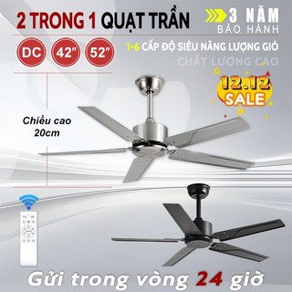  【COD GOGEOUS 42 52 inch quạt trần phòng khách Gỗ tối giản Bắc Âu DC quạt trần 