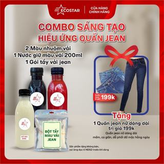  Combo: Nhuộm hiệu ứng Jean sáng tạo Màu nhuộm vải 2 lọ Chất giữ màu chống phai 200ml kèm tặng Quần Jeans Nữ 