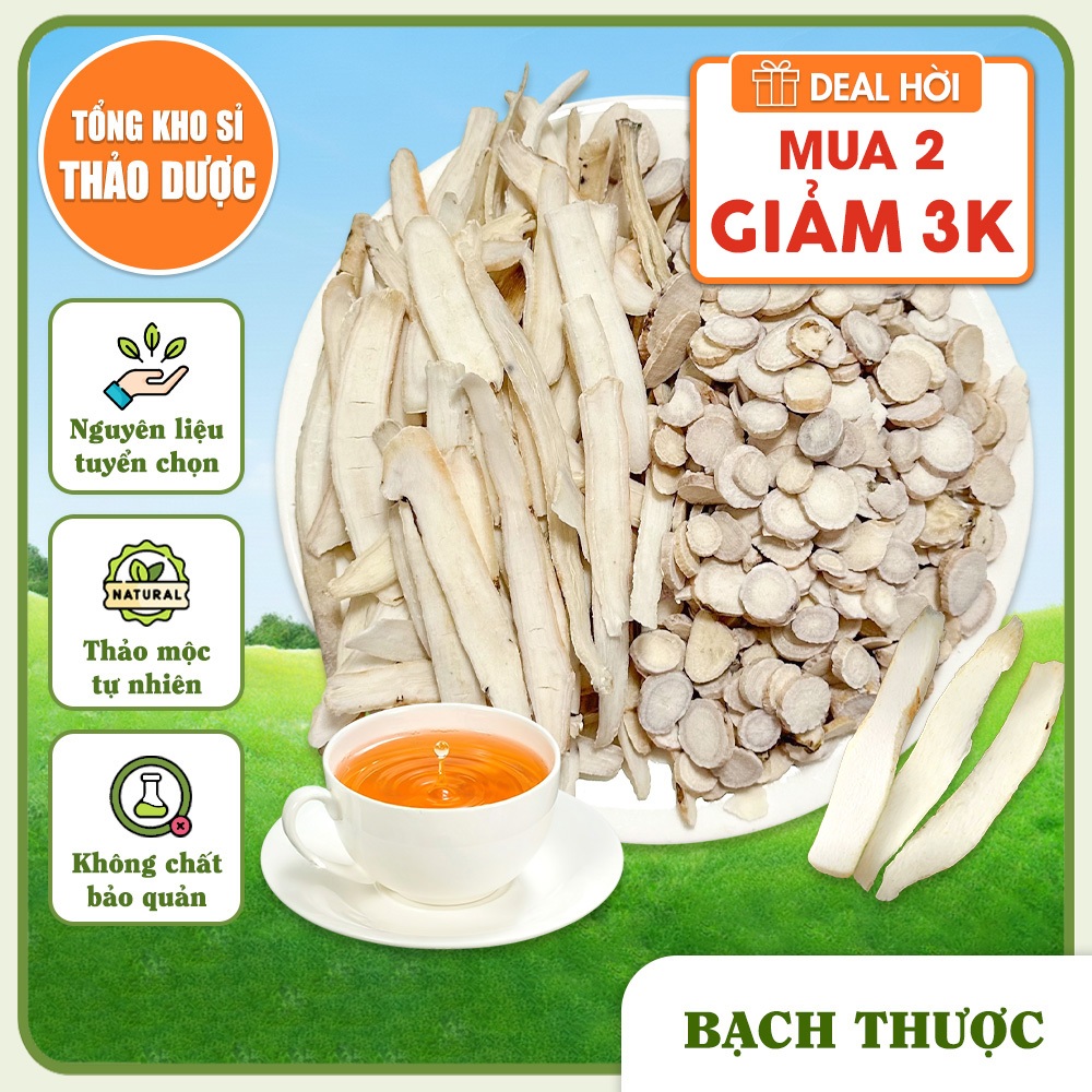 Bạch thược thái lát 100g, khô, thái phiến mỏng, thơm, không tẩy trắng - Tổng Kho Sỉ Thảo Dược