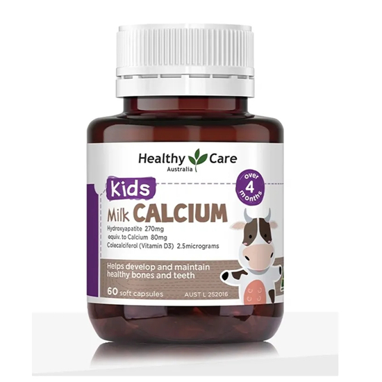 (date T8/2026) Viên sữa bổ sung Canxi cho bé Healthy Care Calcium Milk Kids, 60 viên ( Ca HC )