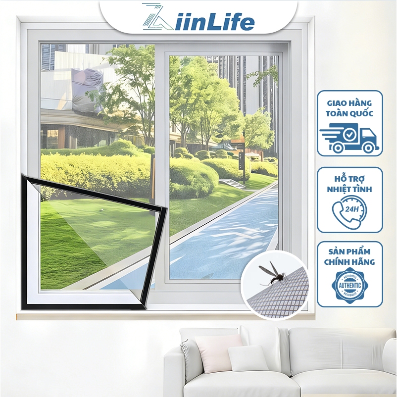 ZiinLife Rèm Lưới Chống Muỗi Cửa Sổ Đa Năng Kèm Băng Dính Màn Chắn Muỗi Chống Côn Trùng Cho Cửa Sổ Dễ Lắp Dễ Vệ Sinh