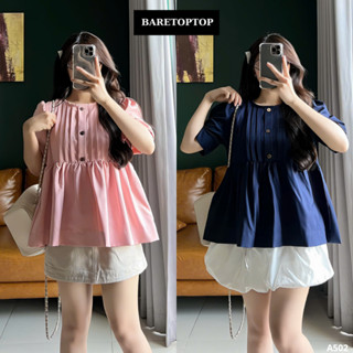  BARE_Áo Babydoll Voan Tơ Xếp Ly Tiểu Thư Hàn Quốc – Áo Kiểu Nữ Form Rộng Dễ Thương_A502 