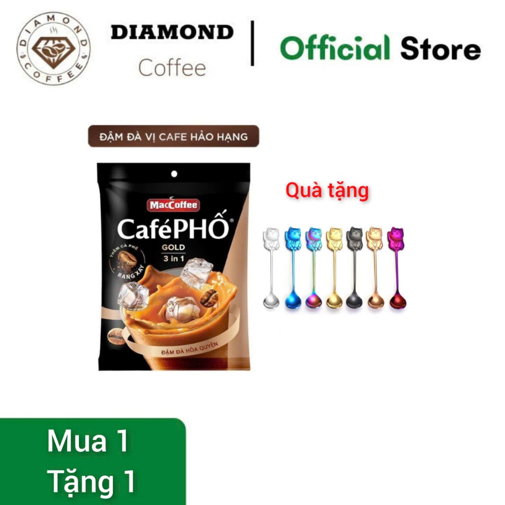 Mua 1 Túi Cà phê Phố Sữa Đá Gold - MacCoffee (bịch 30 gói x 29g) Tặng 1 Thìa Cà phê cao cấp