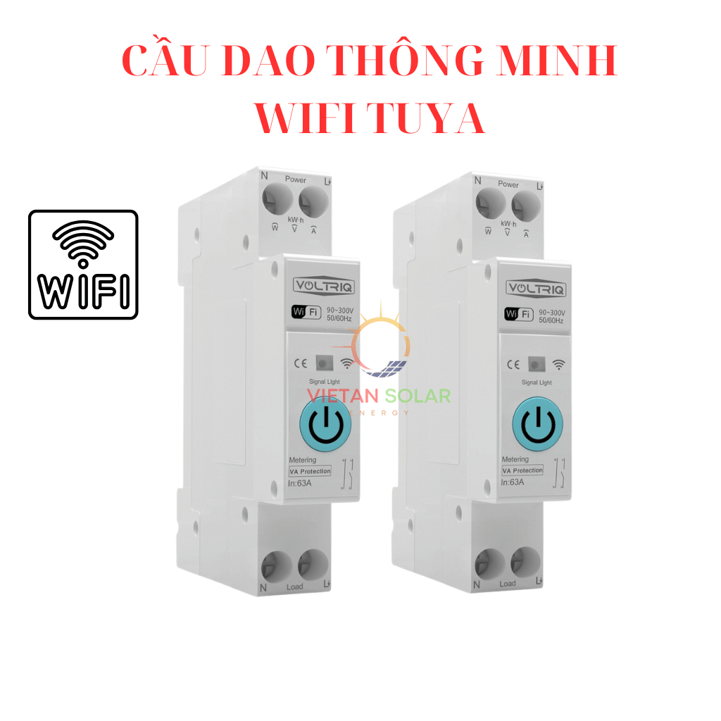 Cầu dao thông minh, aptomat wifi tuya điều khiển qua điện thoại