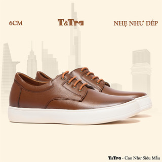   6CM  Giày Cao Nam T&Tra T144 Nâu Bò - Nhẹ Như Dép 