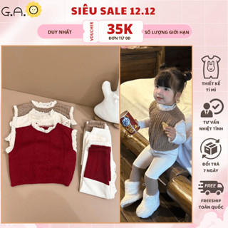  Set gile len thừng 2 chi tiết cho bé gái 3 màu Bộ quần áo len trẻ em từ 6-25kg - Little G.A.O 